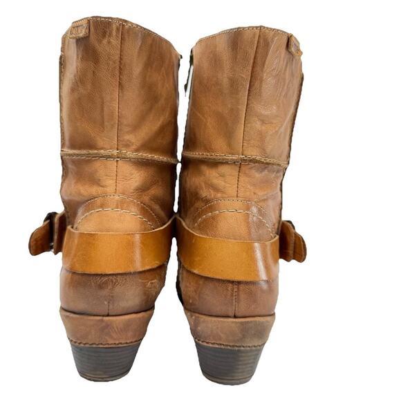 Pikolinos Boot Brujas Short Ankle Moto Buckle Size 40 US 9 Camel Tan Leather - Picture 9 of 9